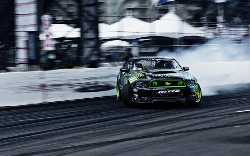 Drifting race car on track