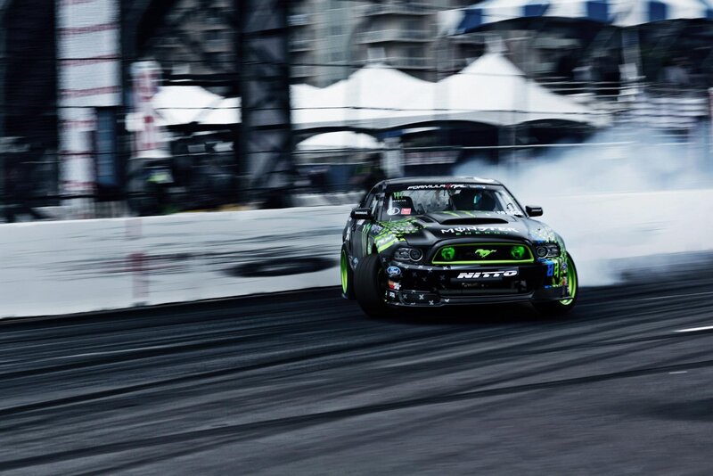 Drifting race car on track