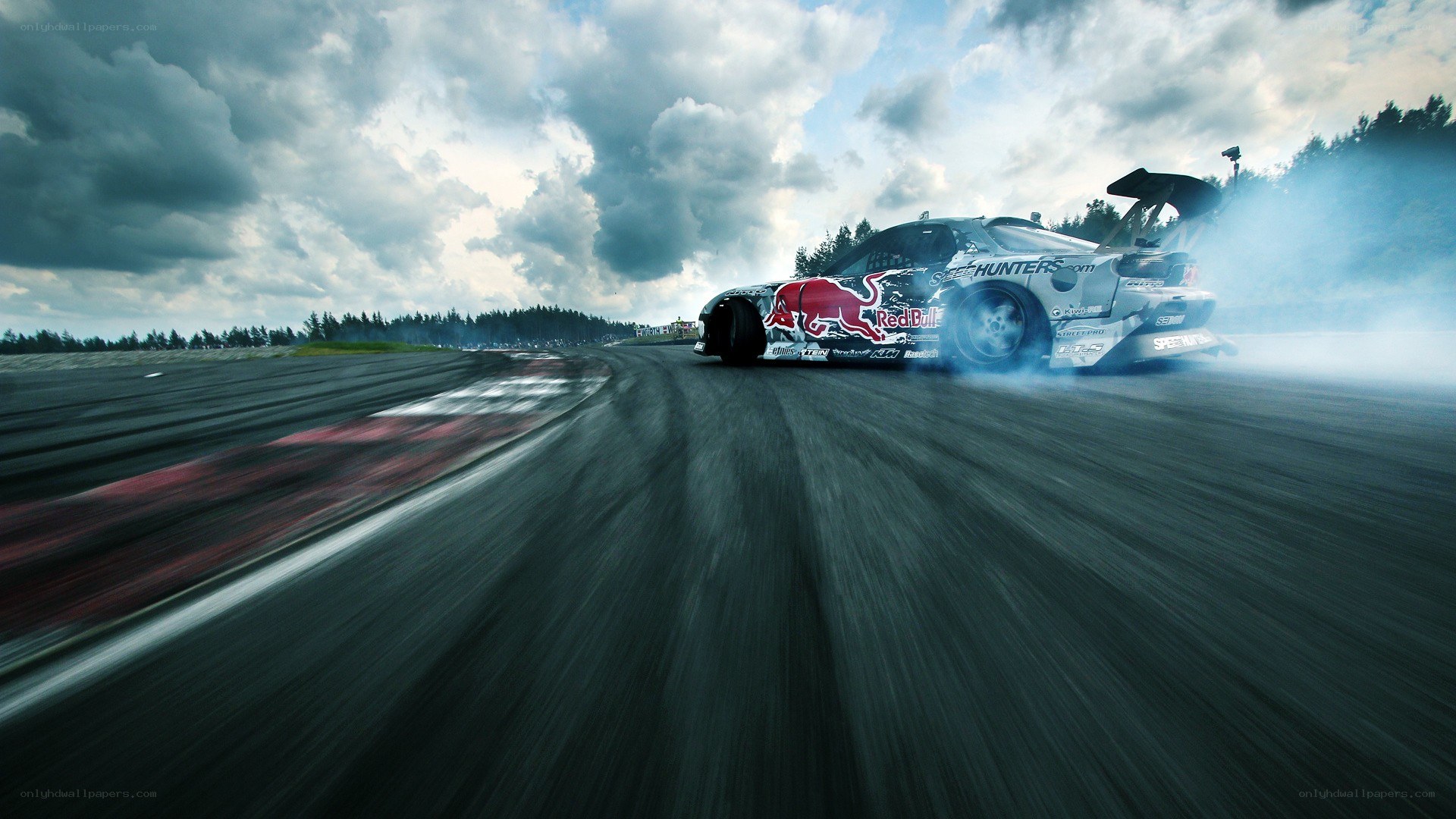 drifting race car on track