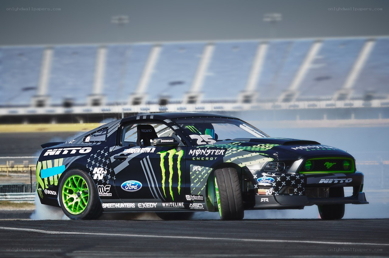 drifting race car on track