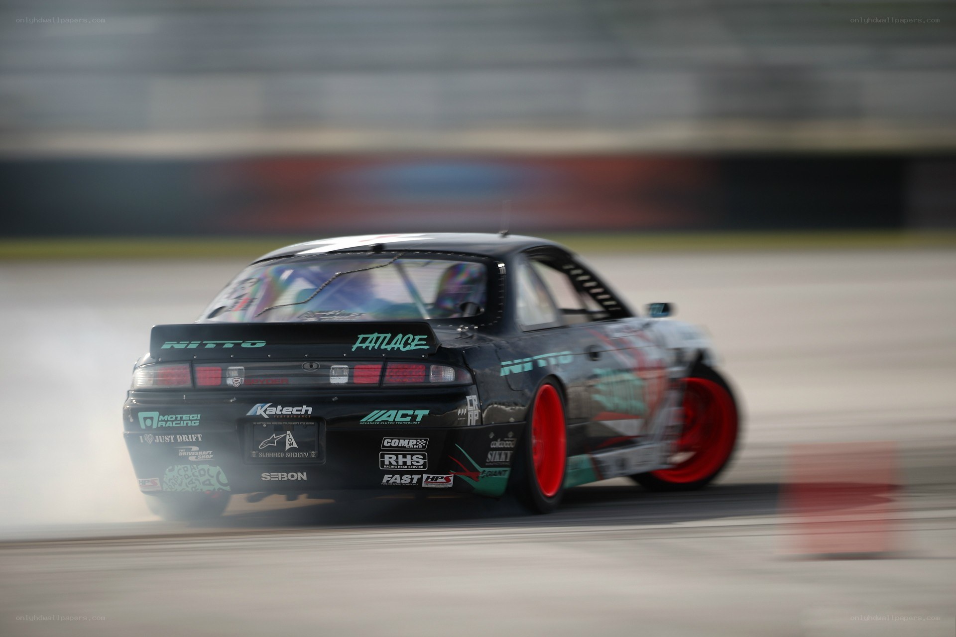 Drifting race car on track