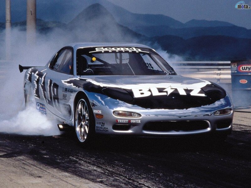 drifting race car on track