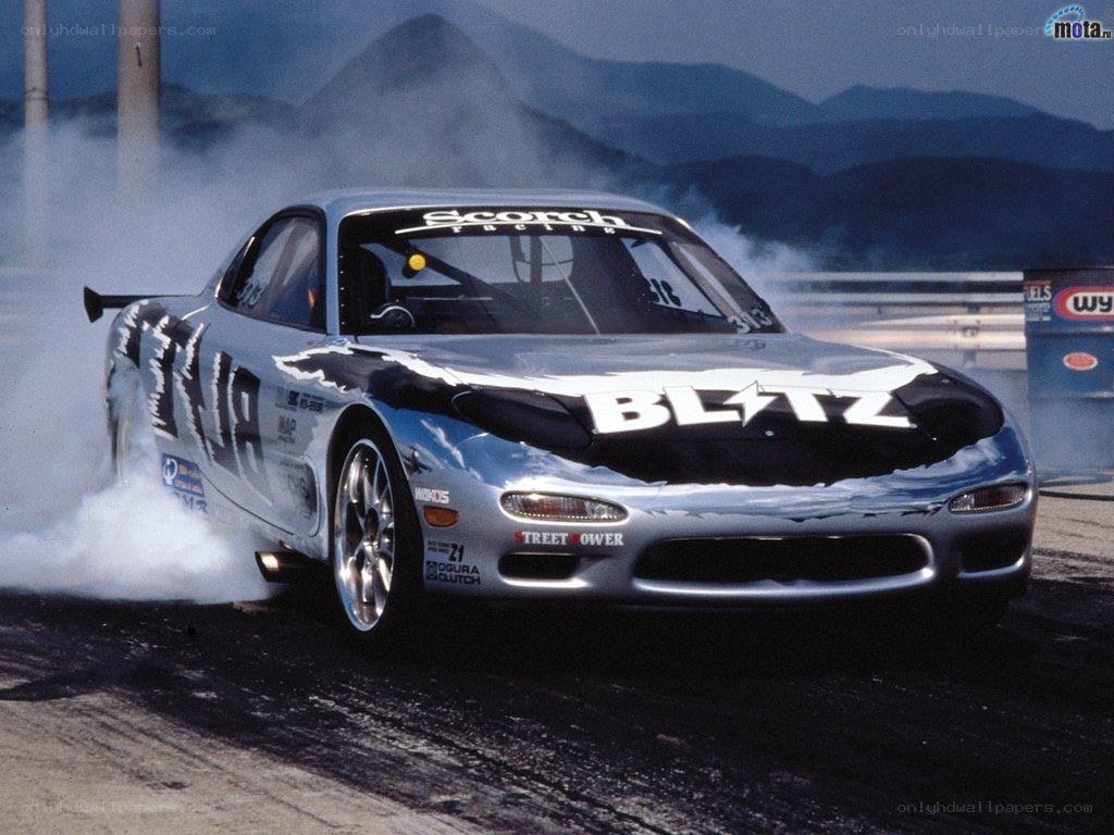 drifting race car on track