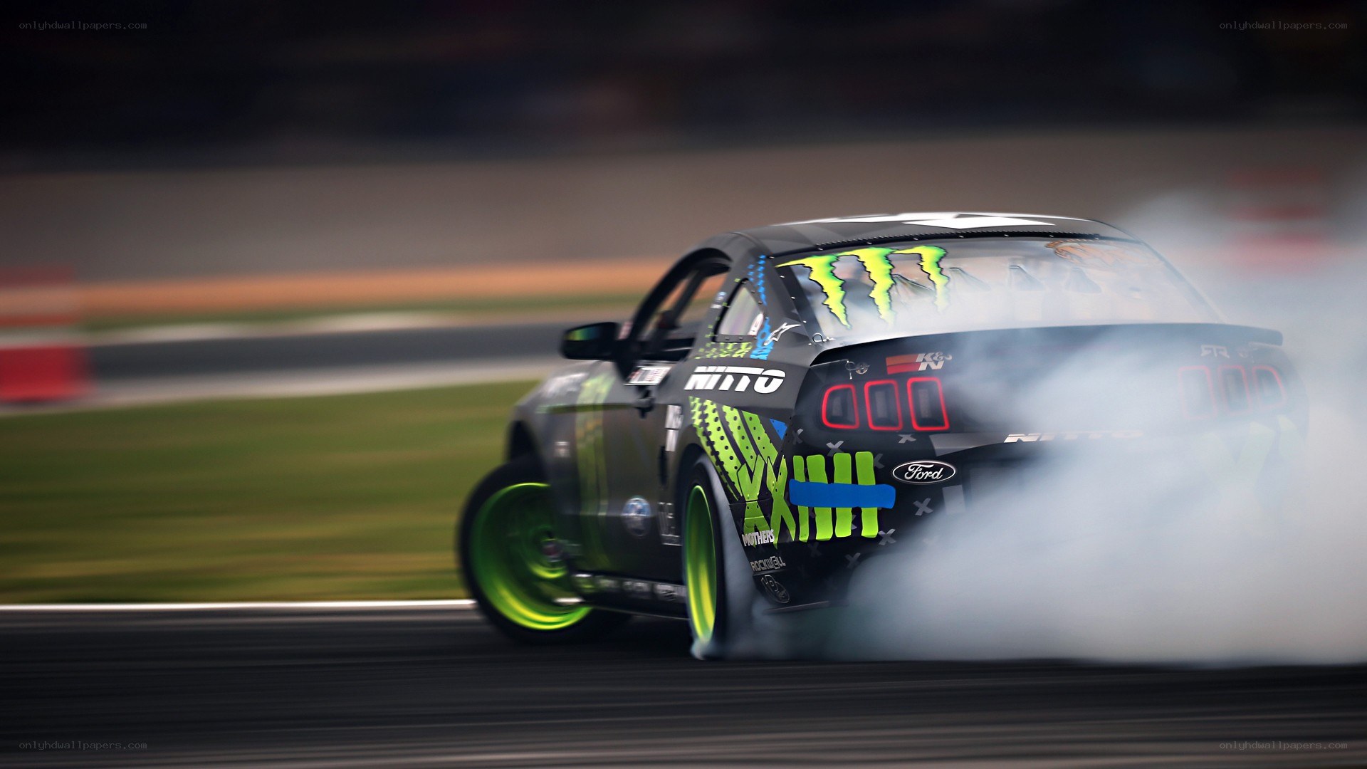 drifting race car on track