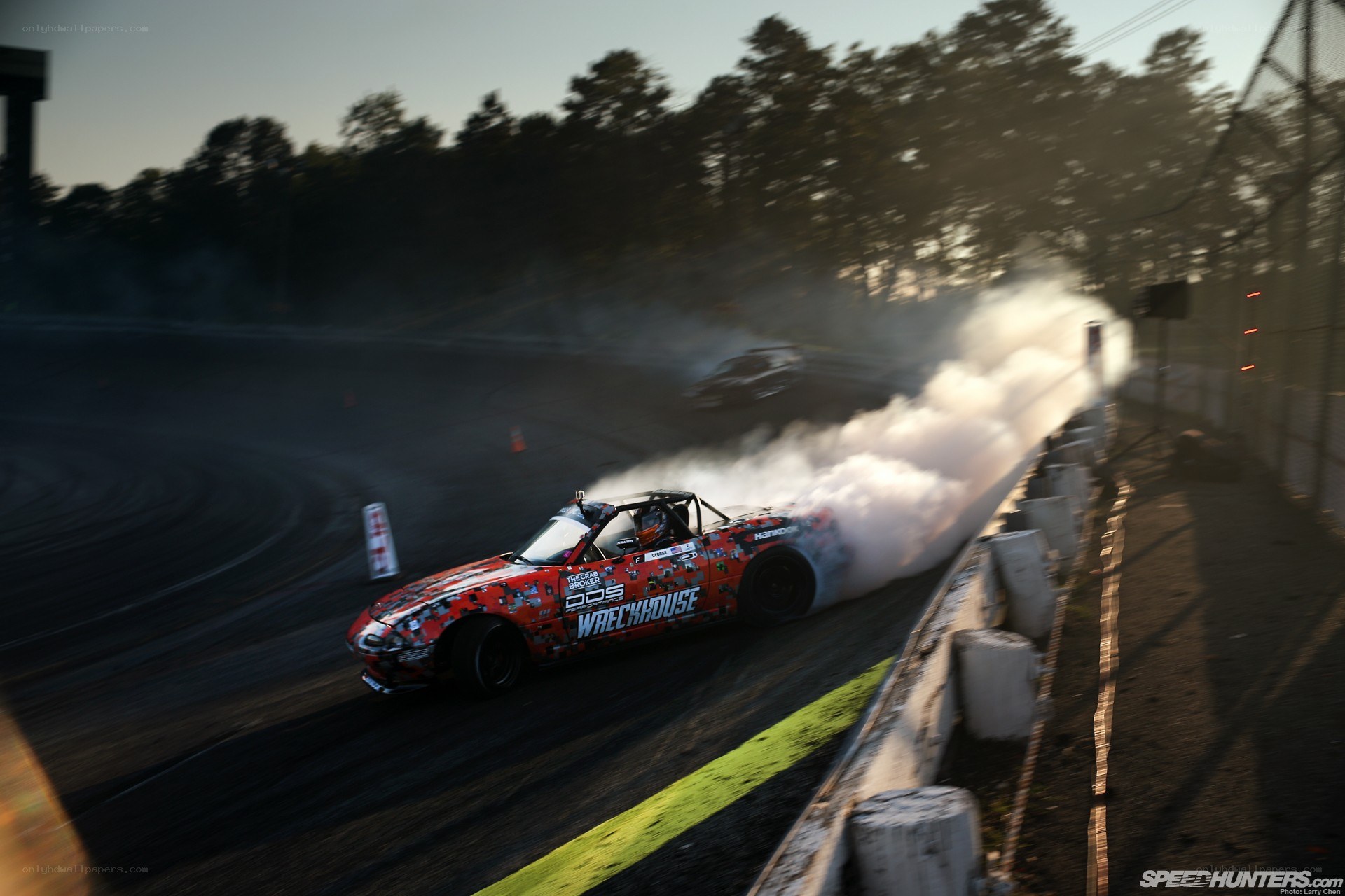 Drifting race car on track