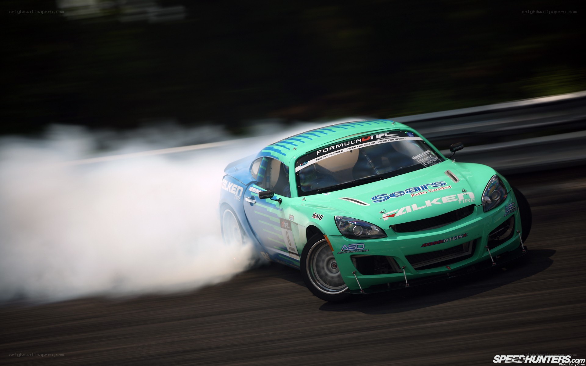 drifting race car on track