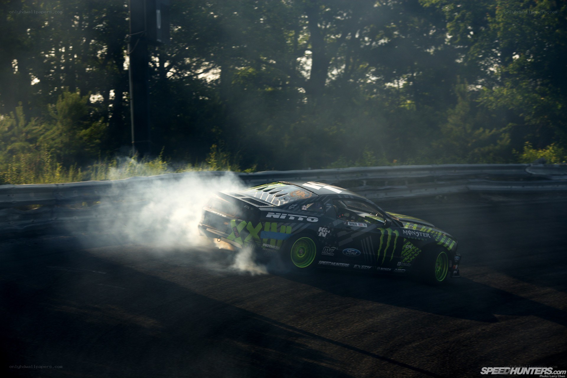 Drifting race car on track