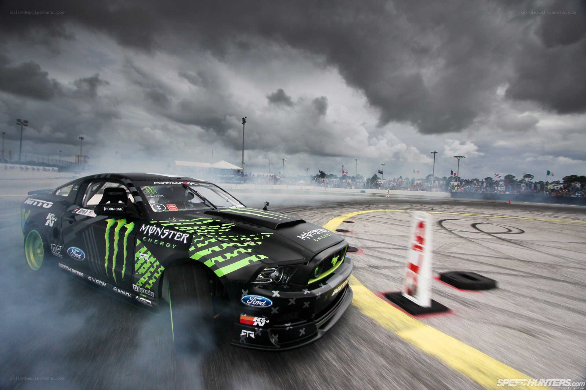Drifting race car on track