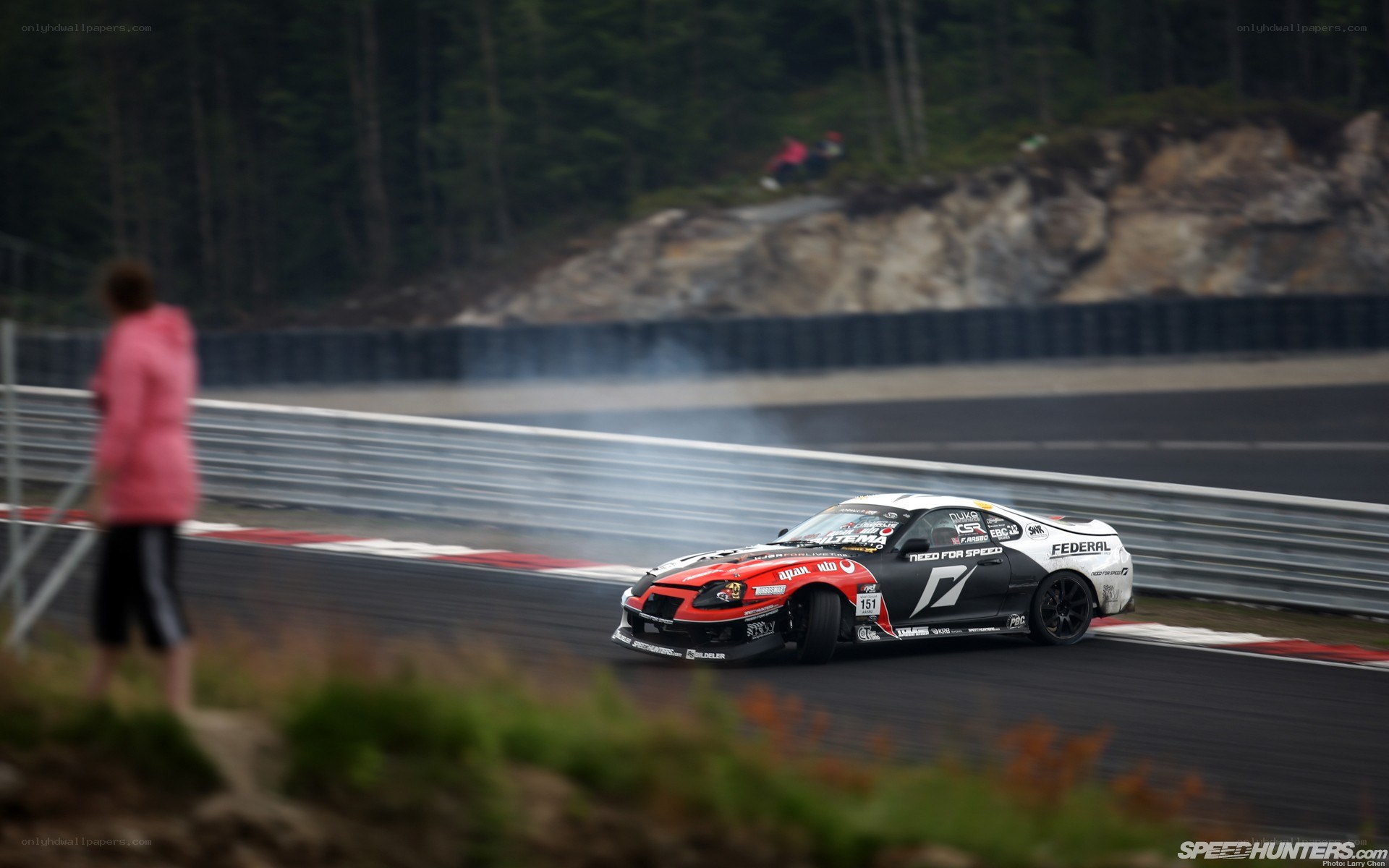 Drifting race car on track
