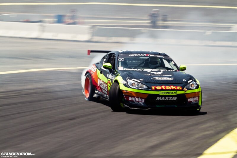 drifting race car on track