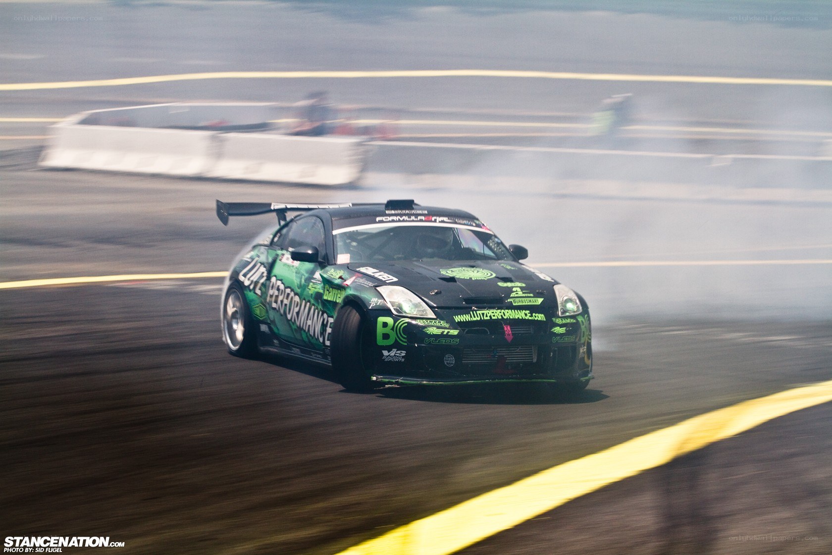 Drifting race car on track