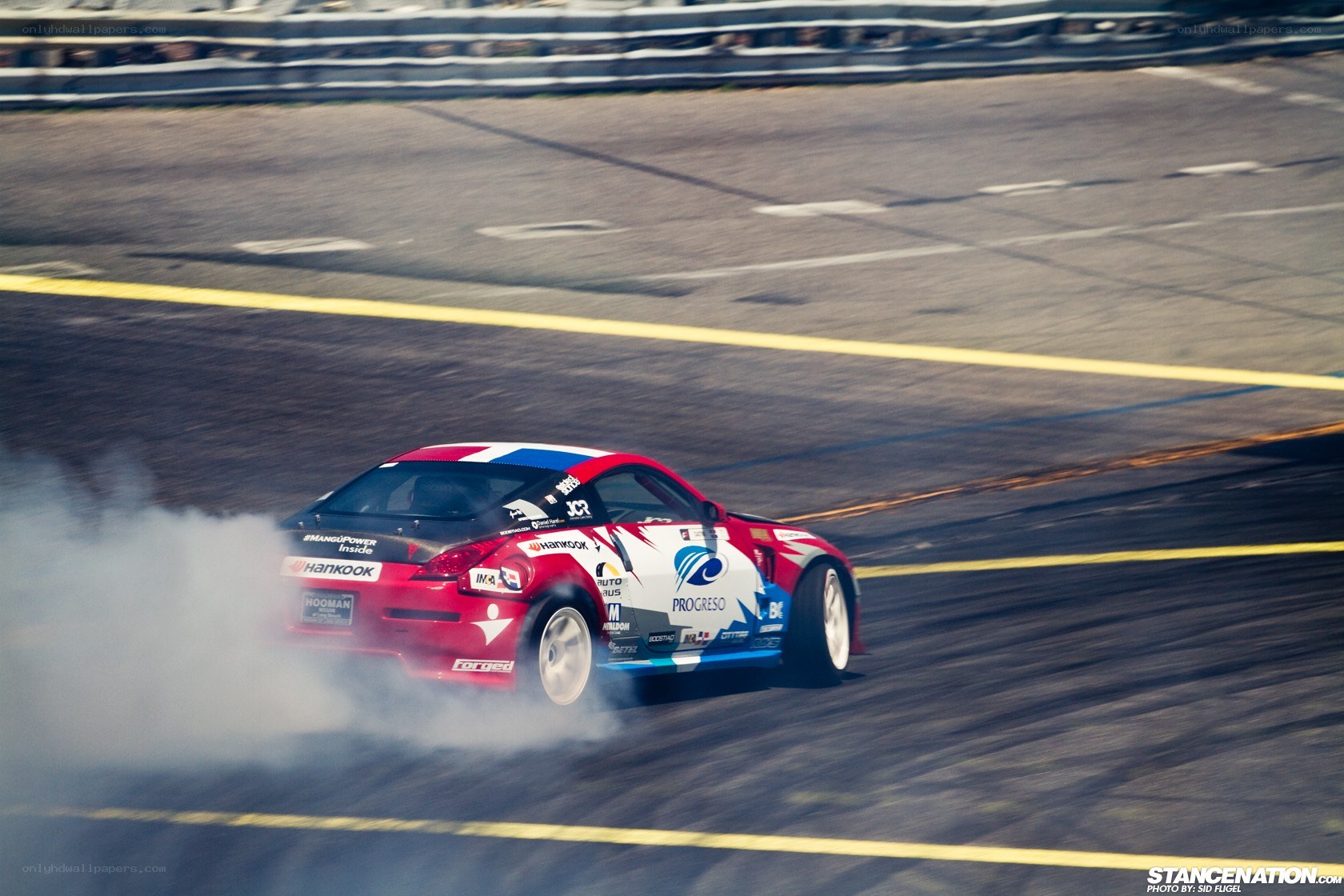 Drifting race car on track