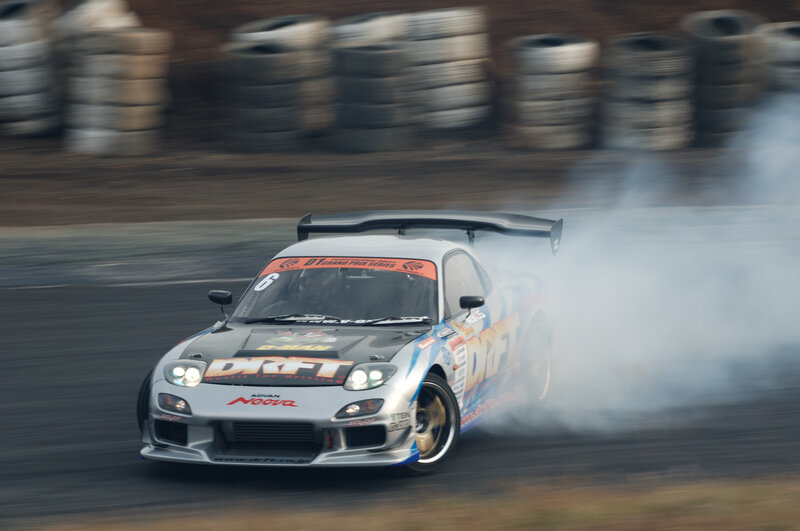 Drifting race car on track