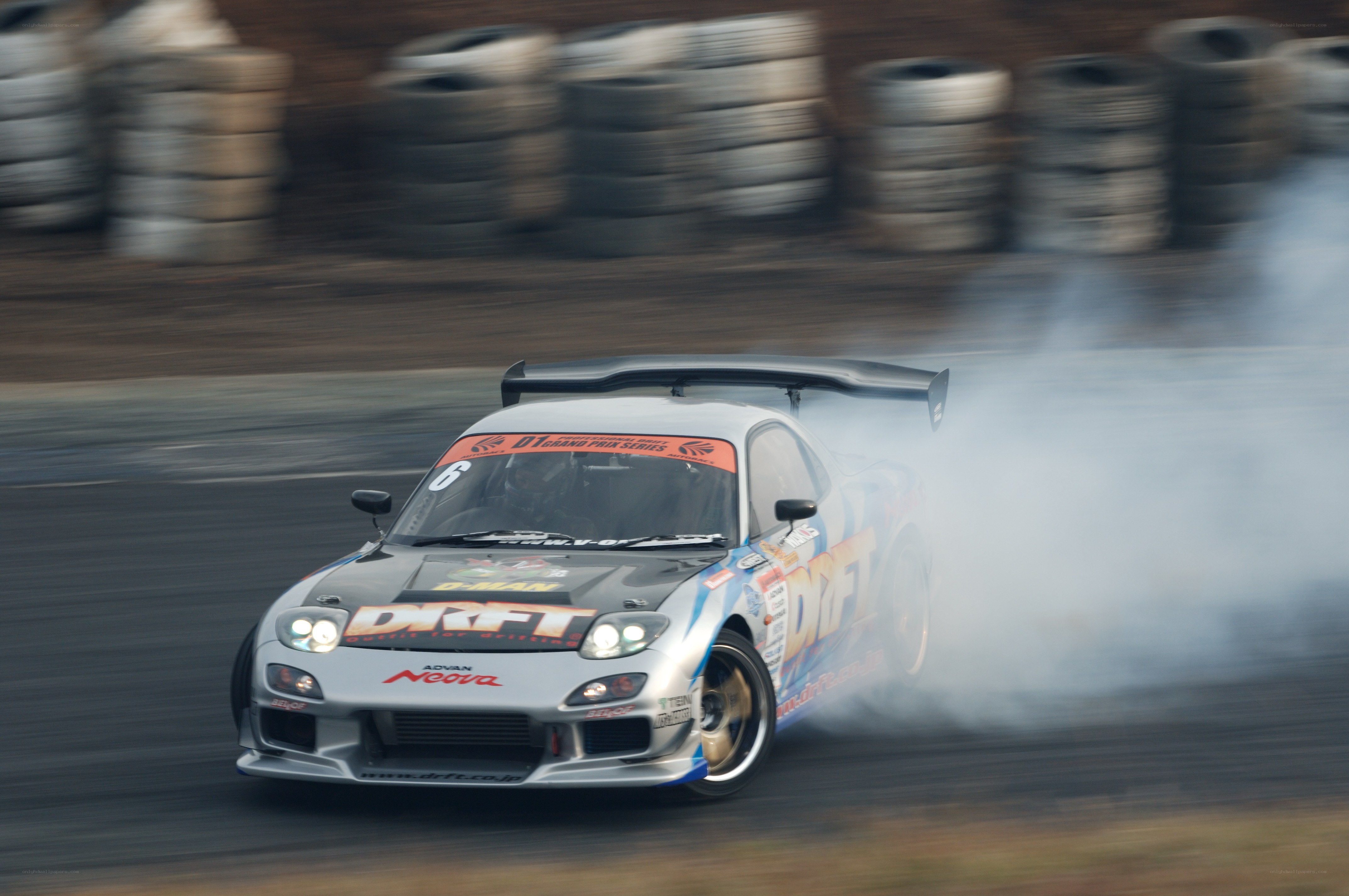 Drifting race car on track