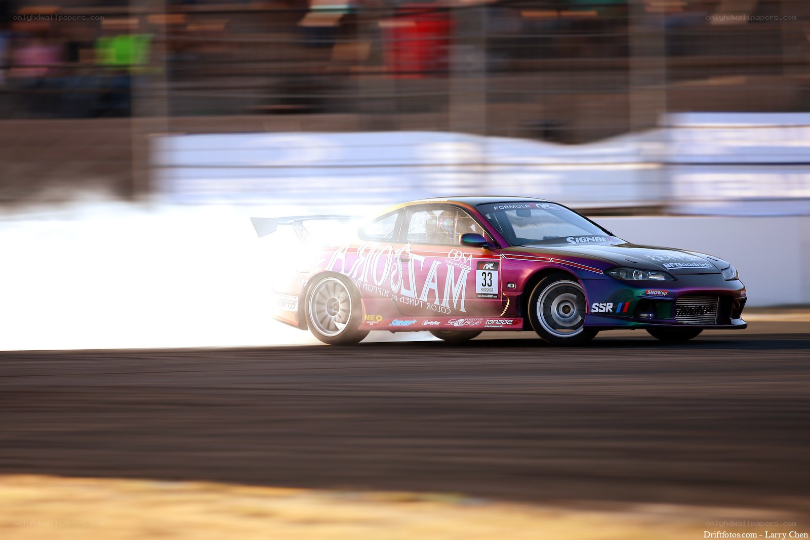 drifting race car on track