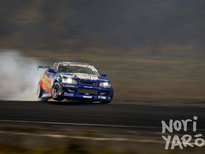 Drifting race car on track