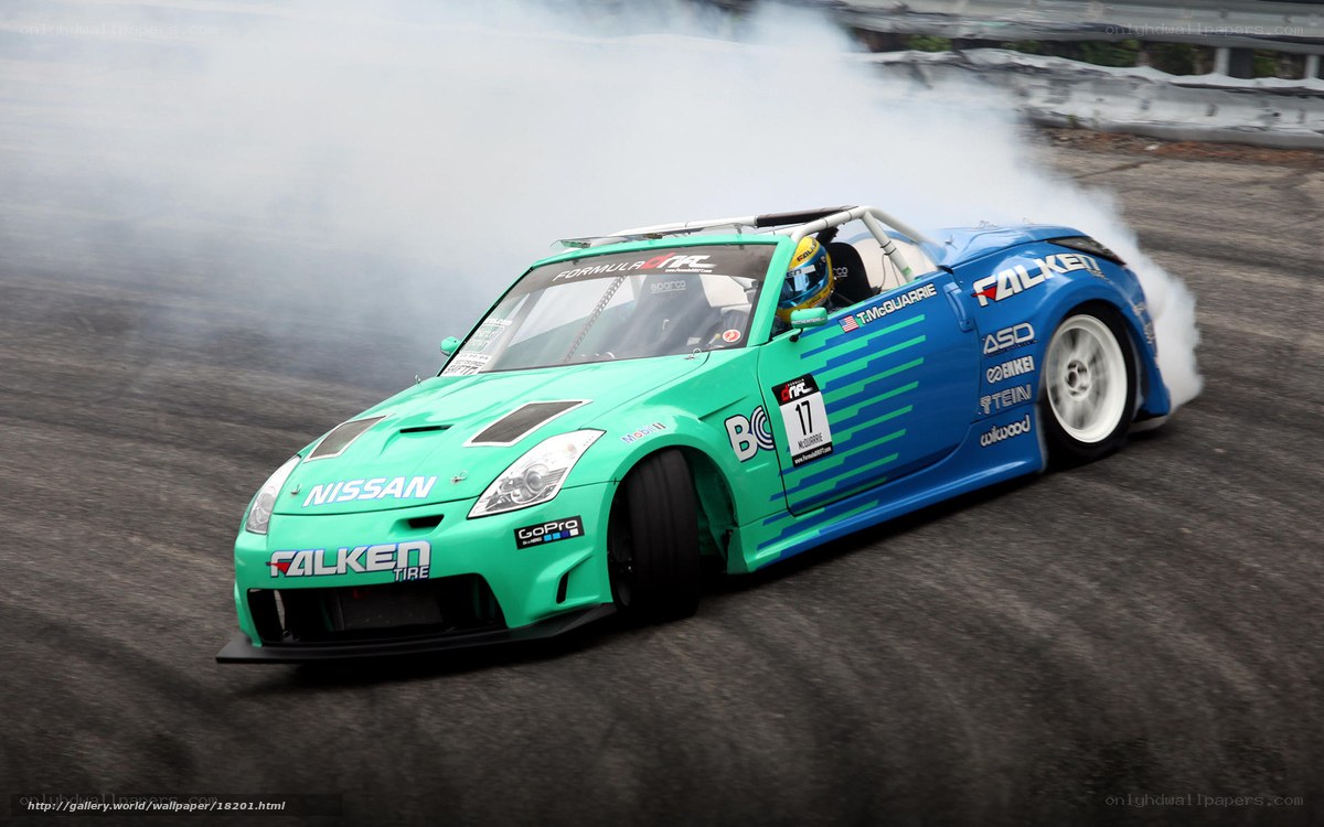 drifting race car on track