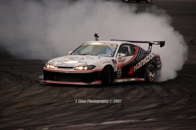 drifting race car on track