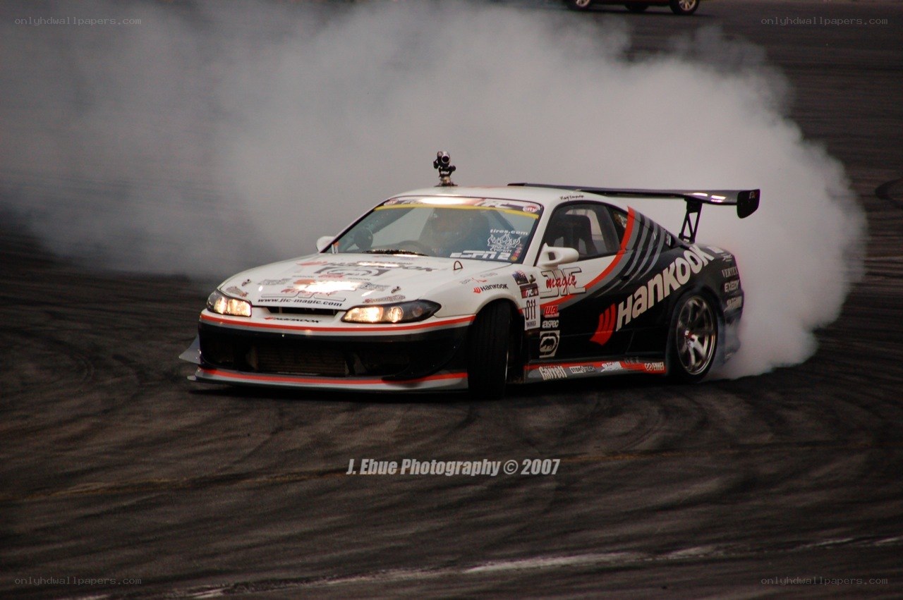drifting race car on track