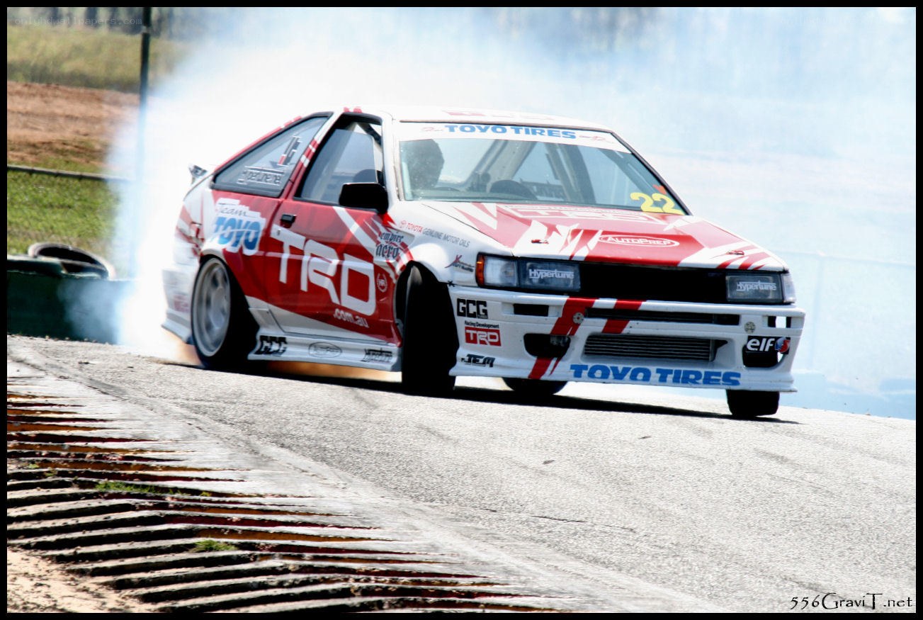 Drifting race car on track