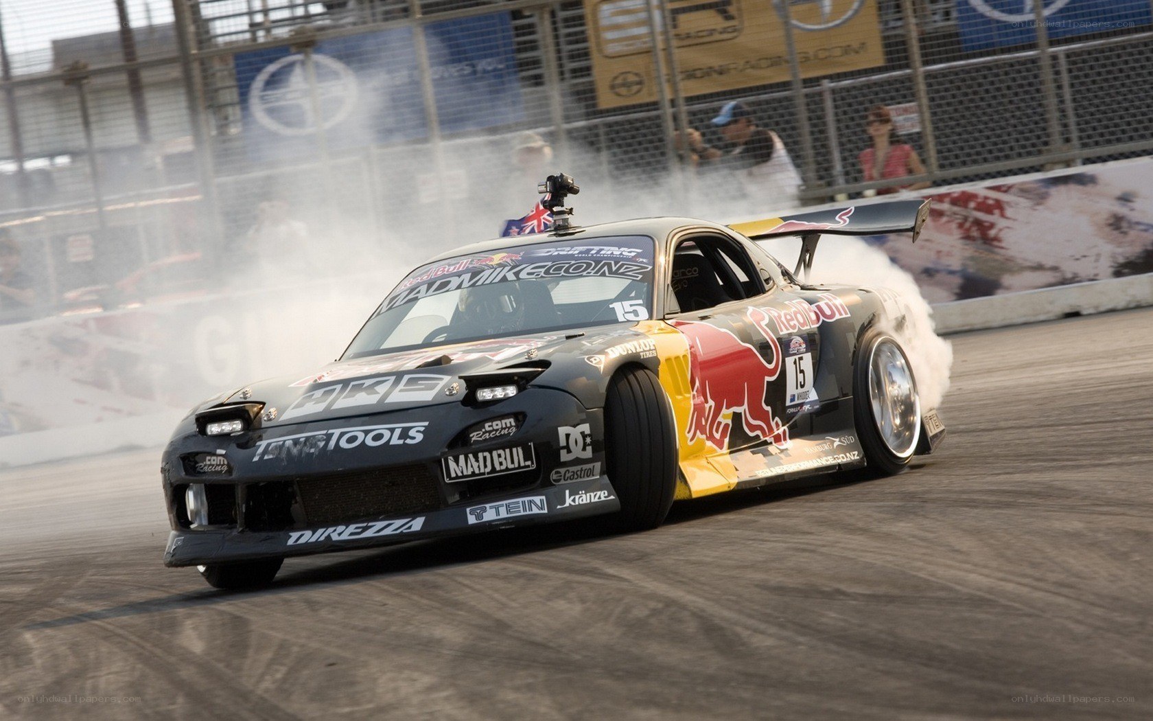 Drifting race car on track