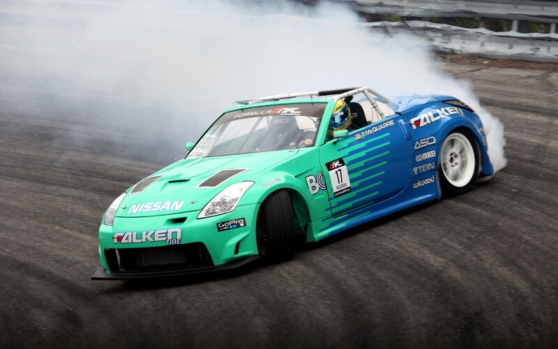 Drifting race car on track