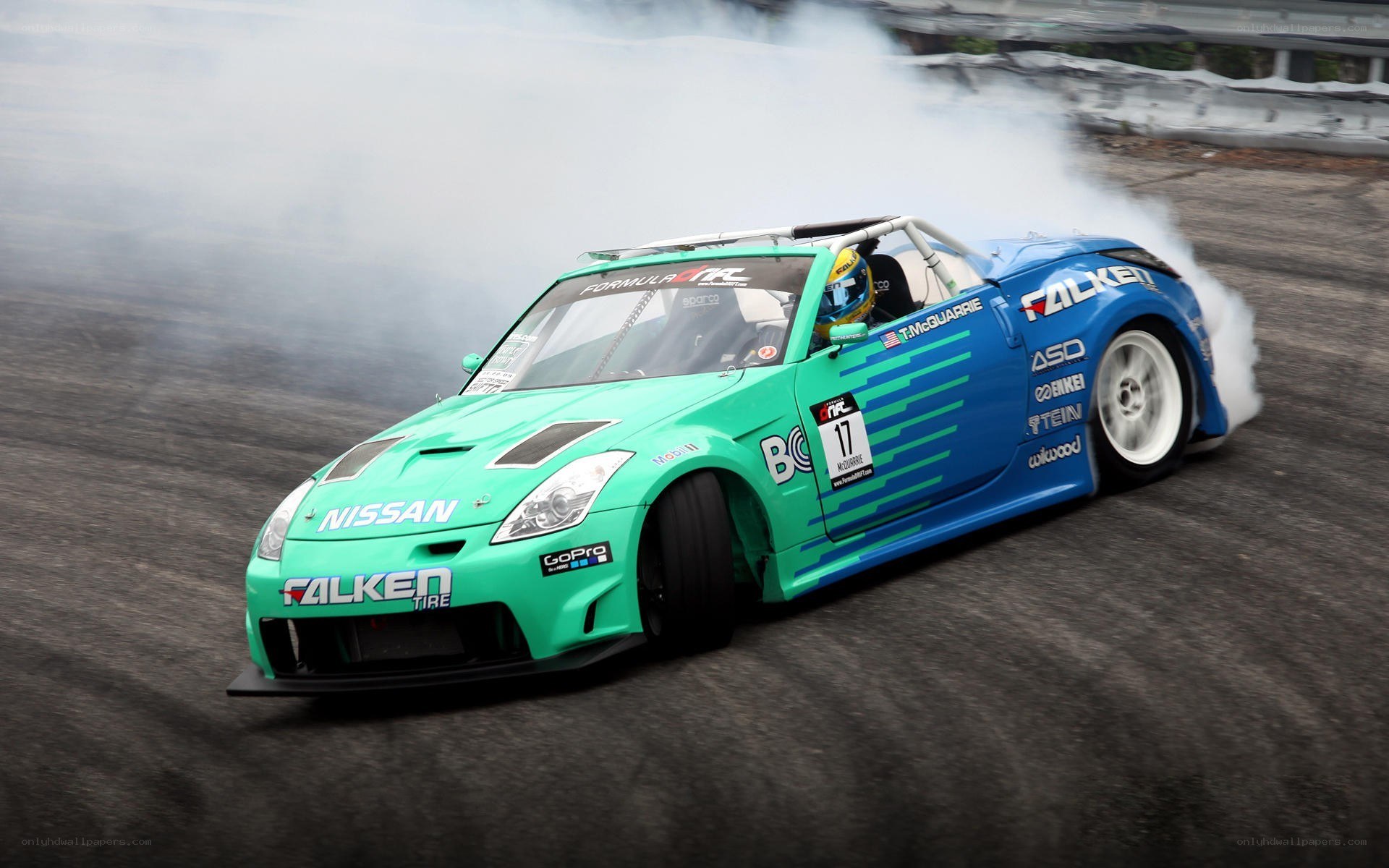 Drifting race car on track