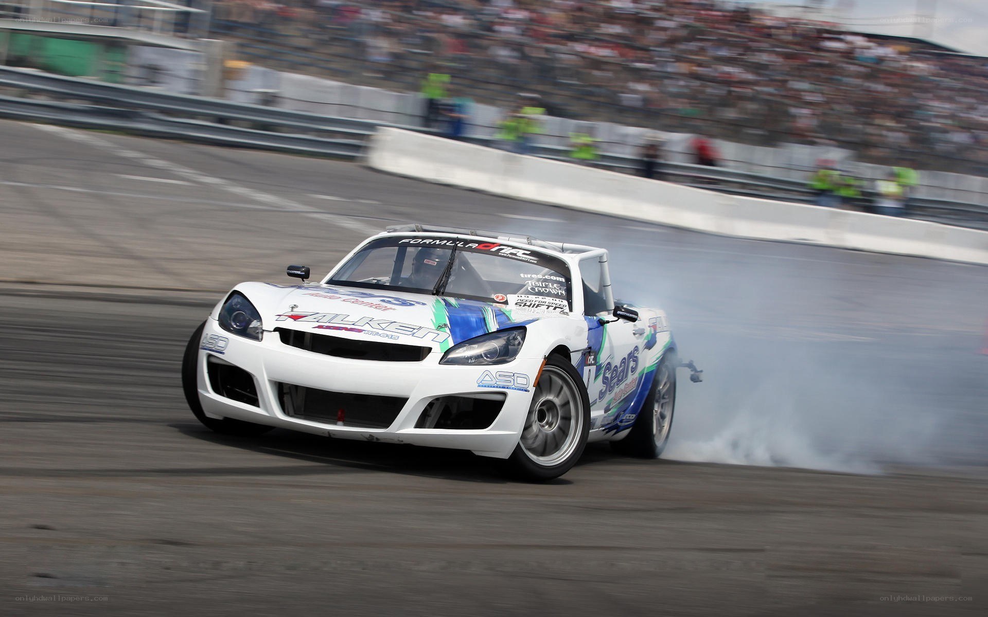 Drifting race car on track