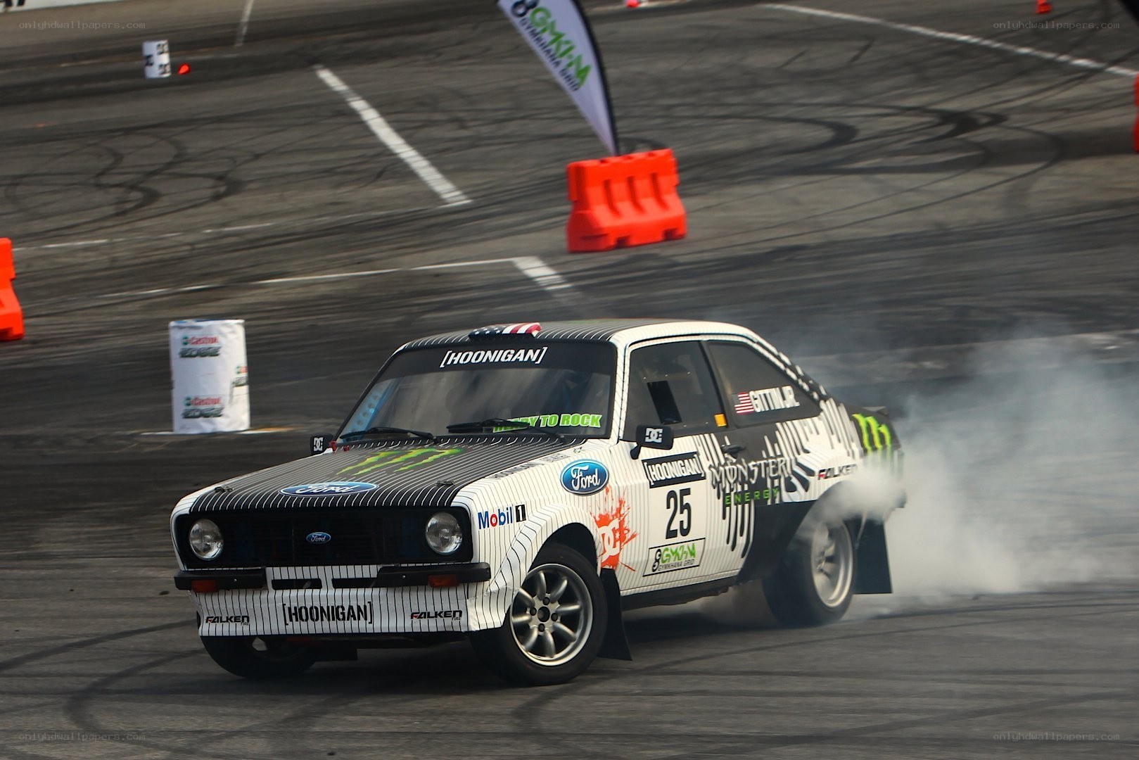 Drifting race car on track