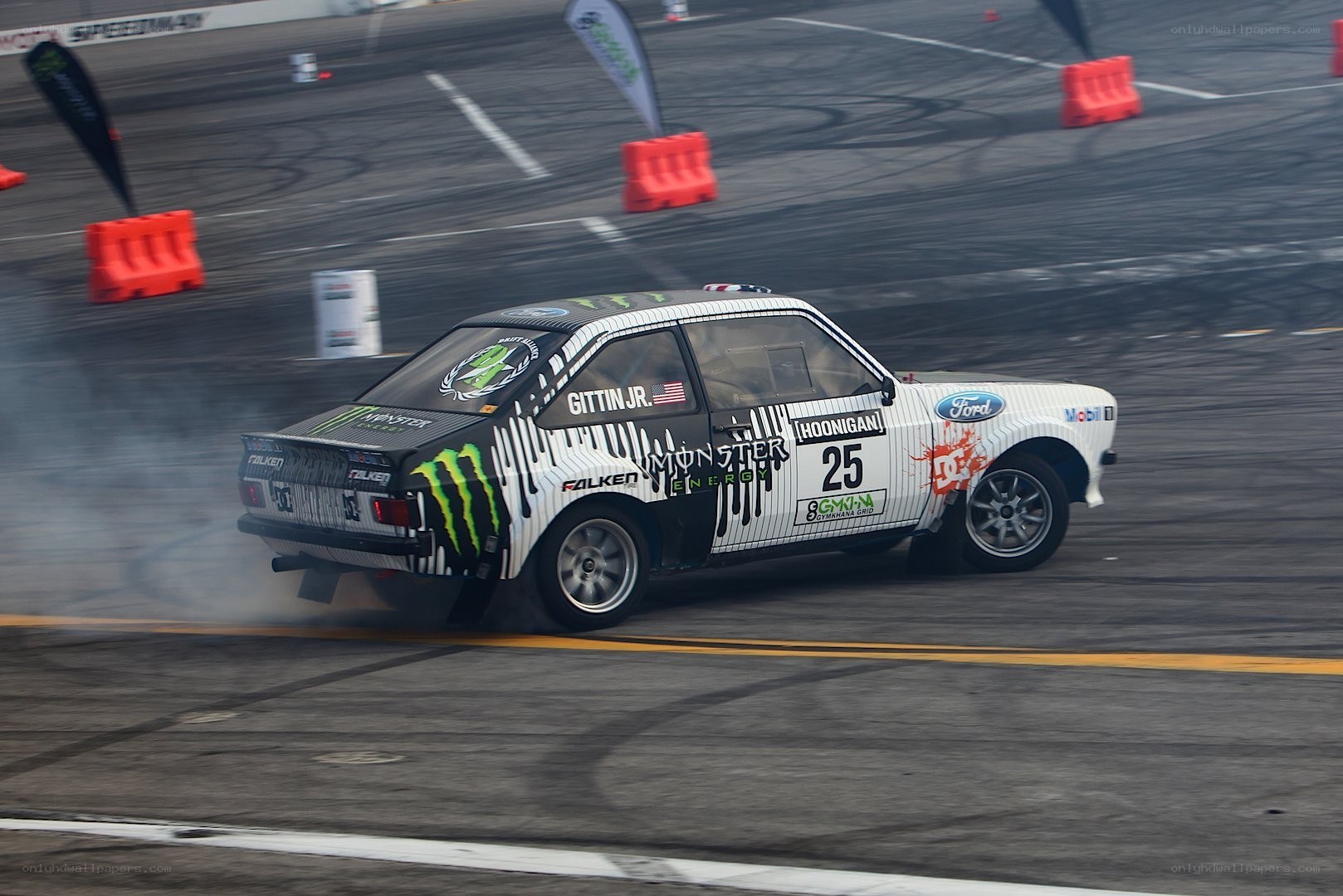 Drifting race car on track