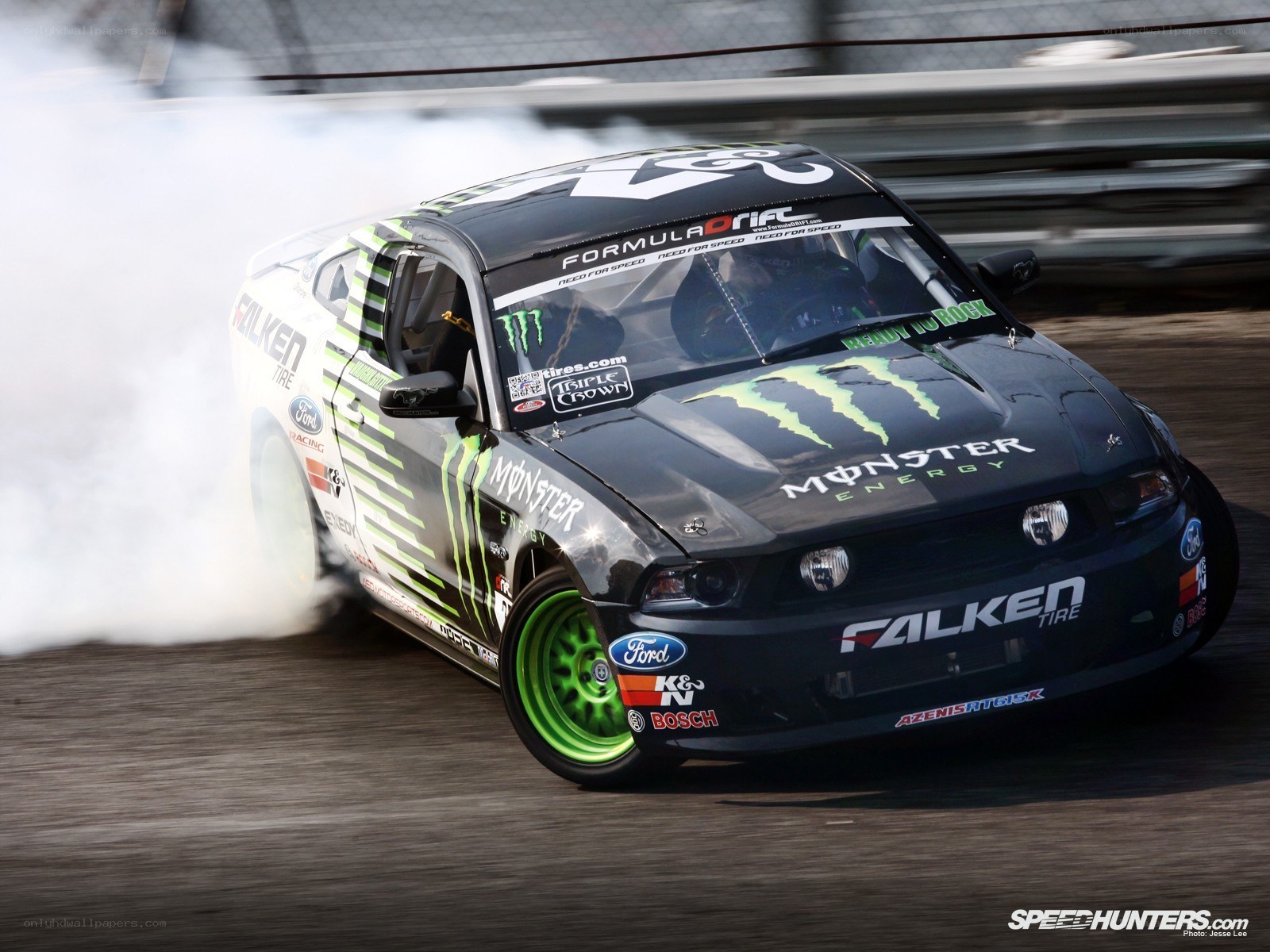 drifting race car on track