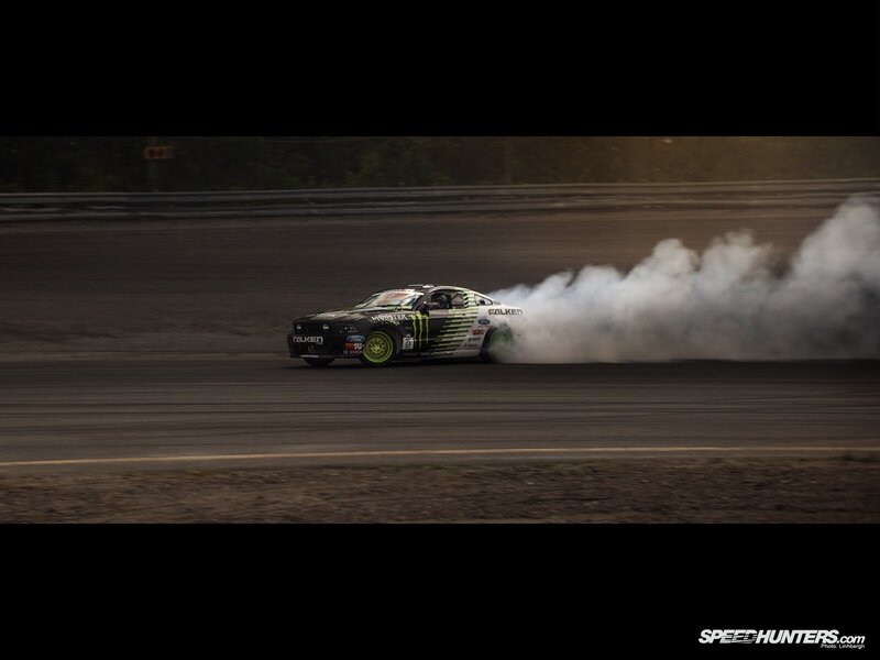 drifting race car on track