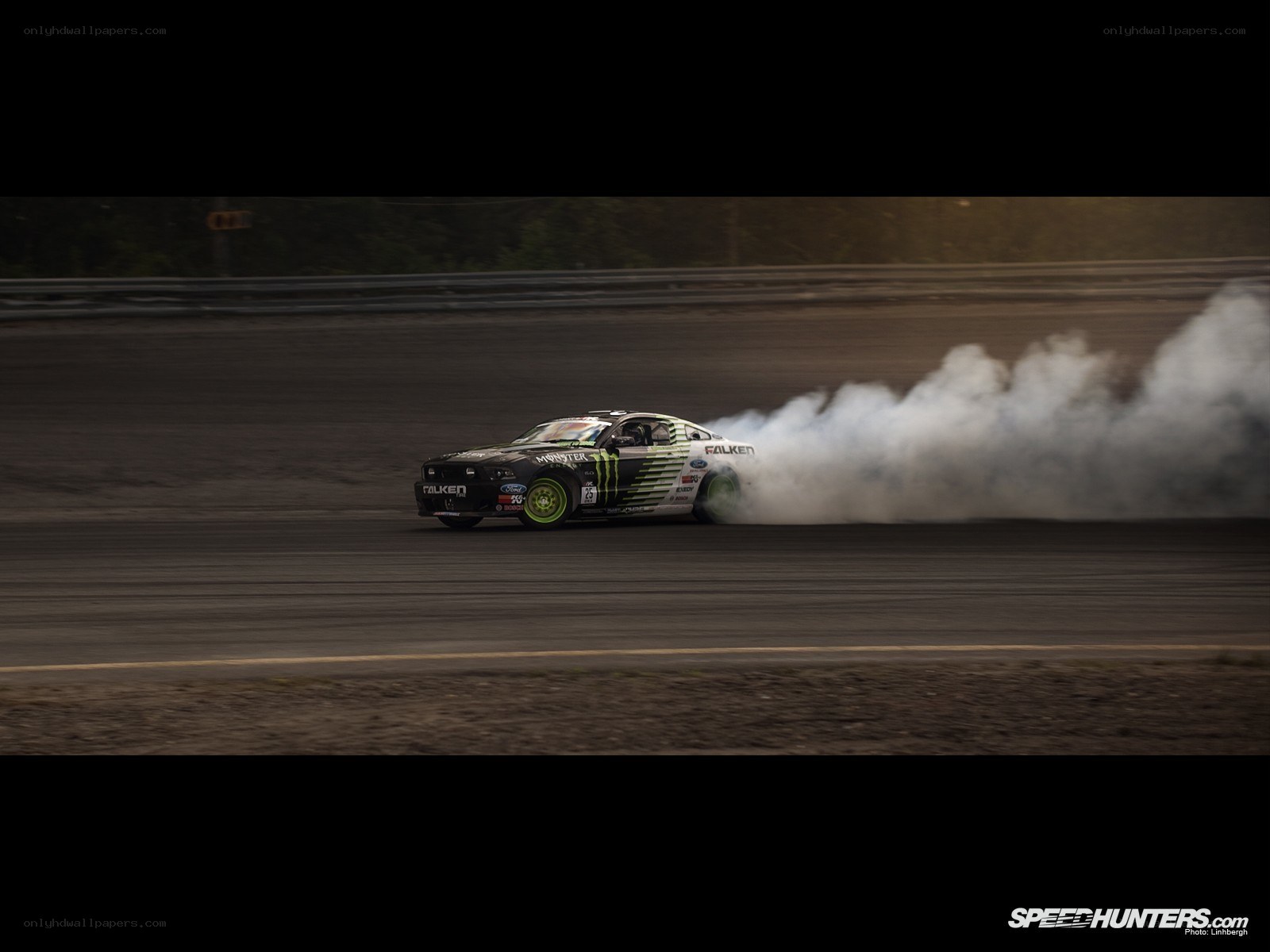 drifting race car on track