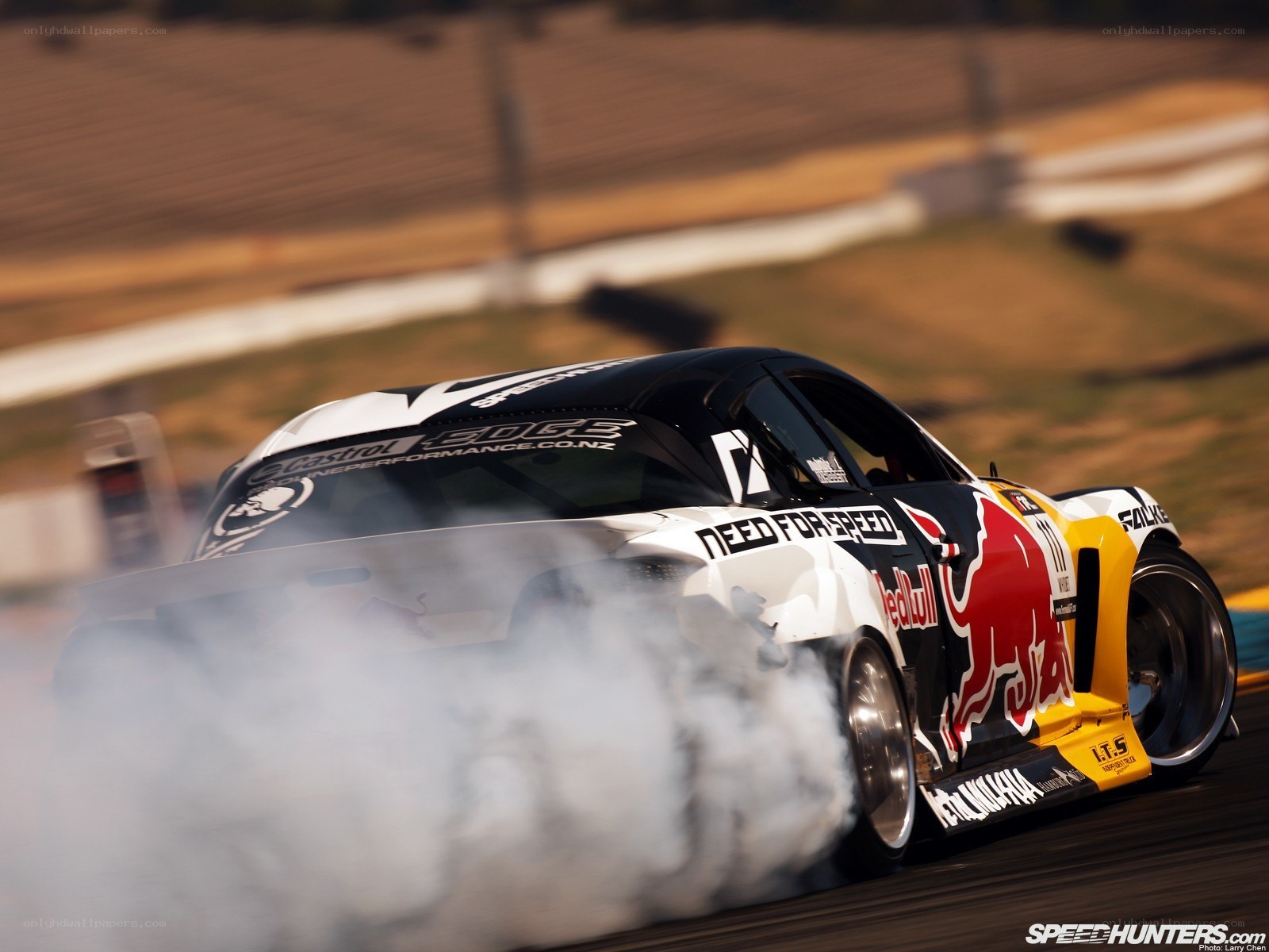 drifting race car on track