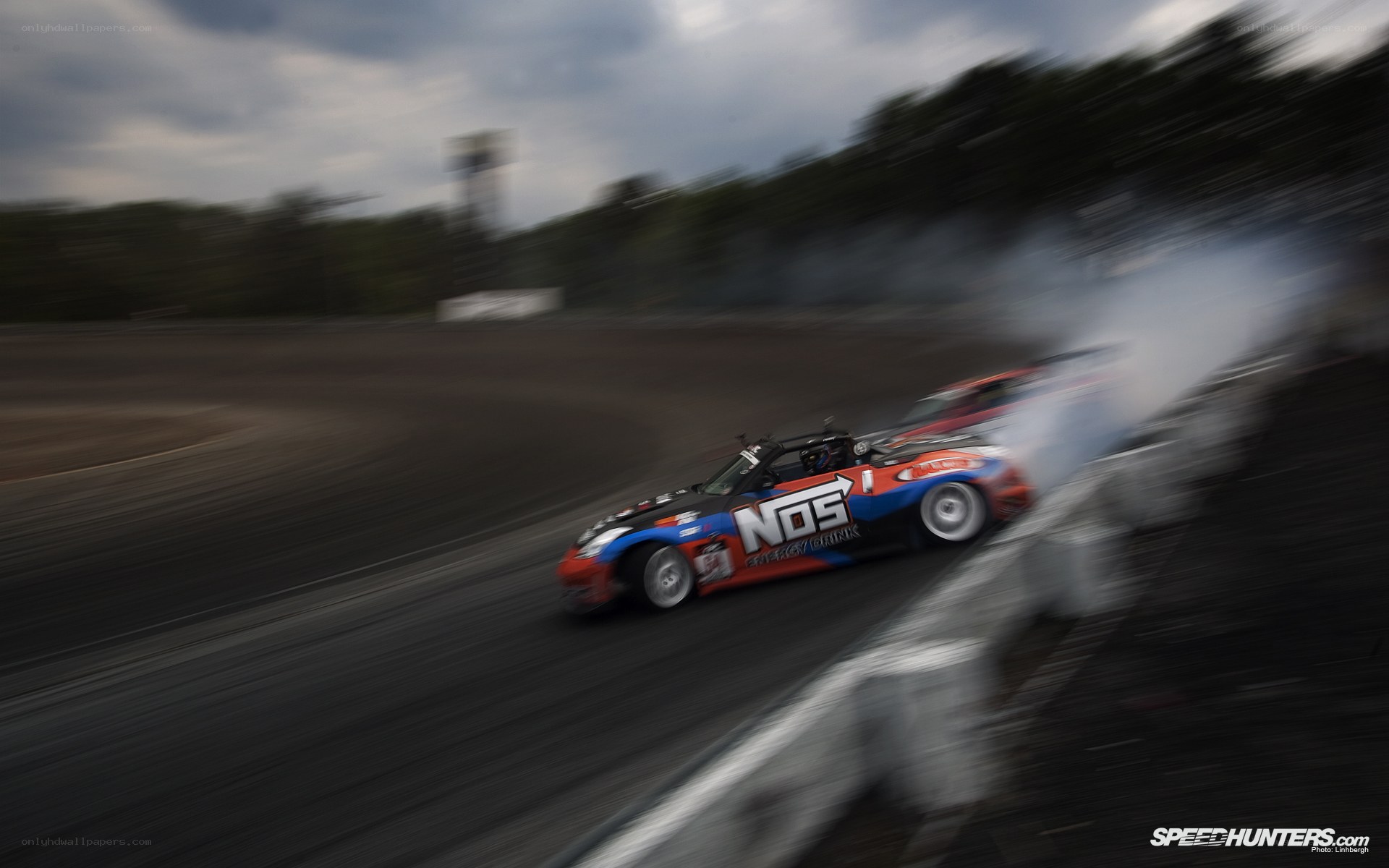 Drifting race car on track