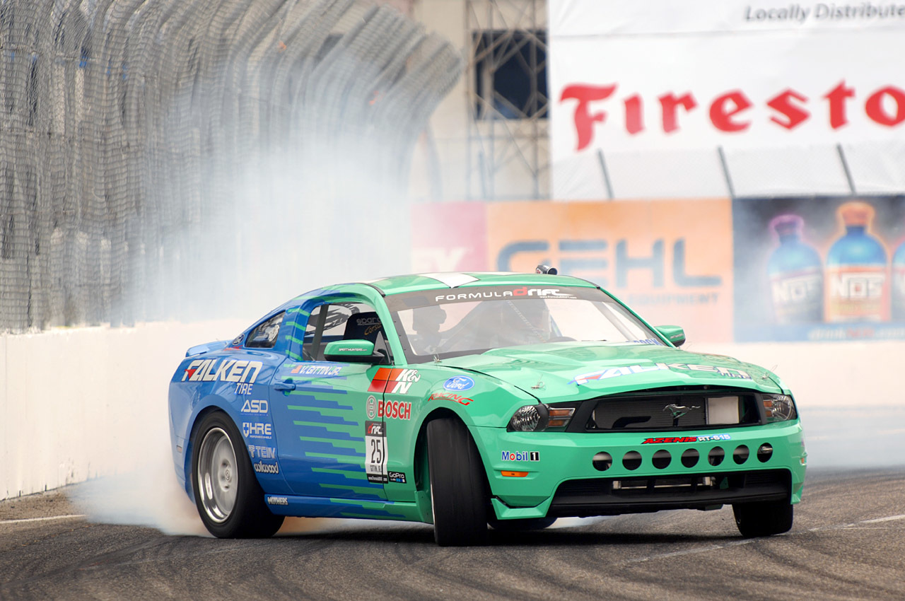 drifting race car on track