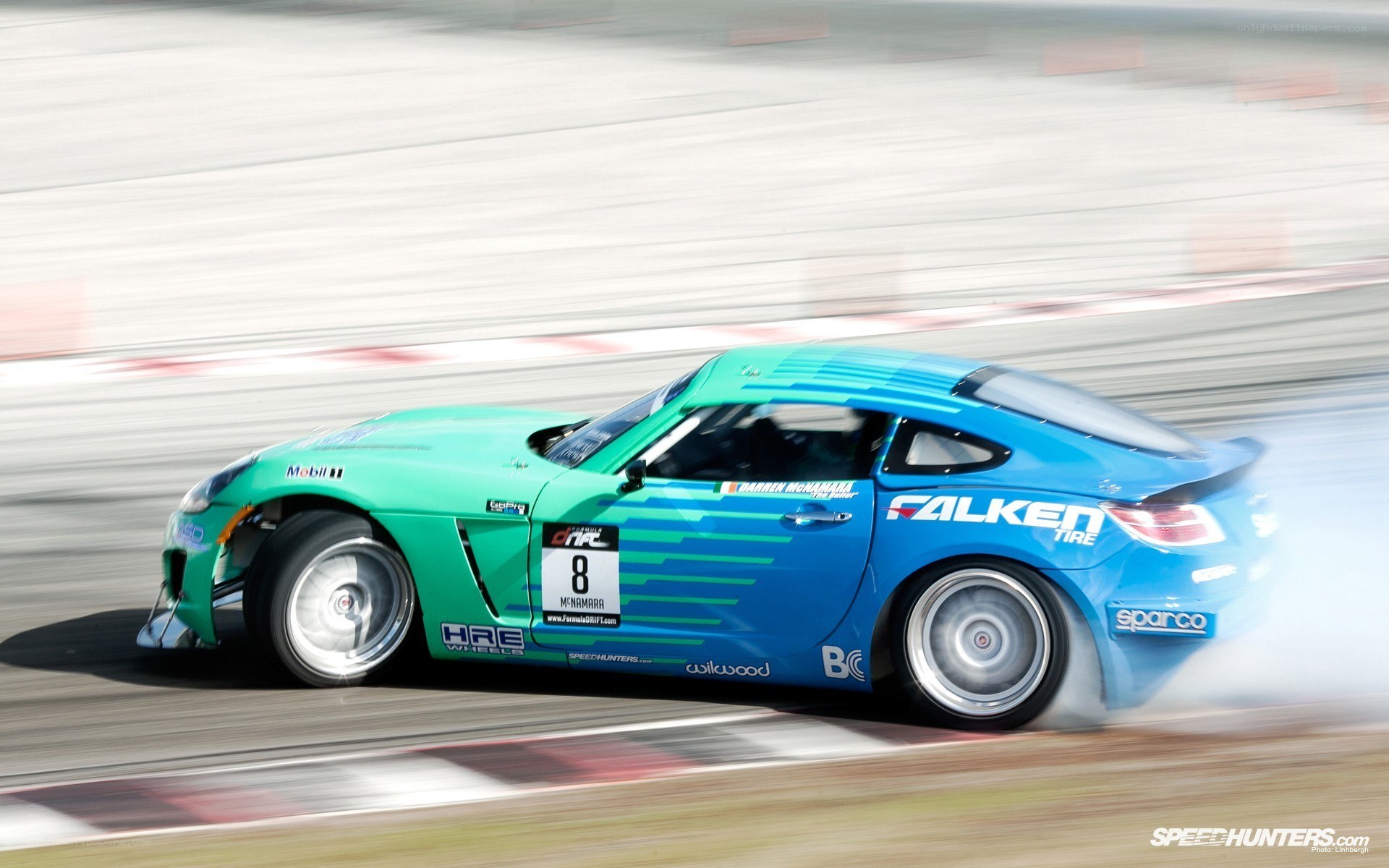 drifting race car on track