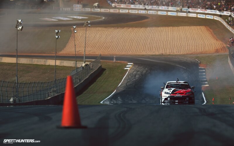 Drifting race car on track