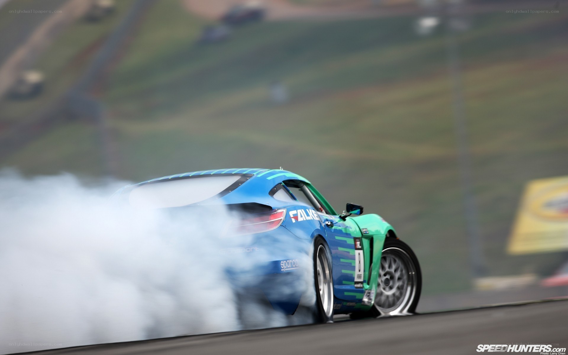 drifting race car on track