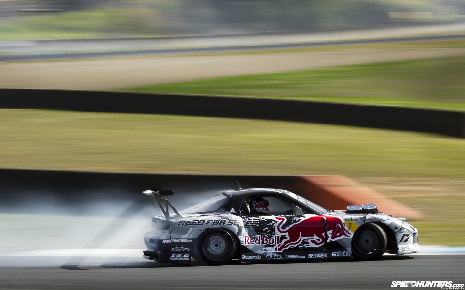 drifting race car on track
