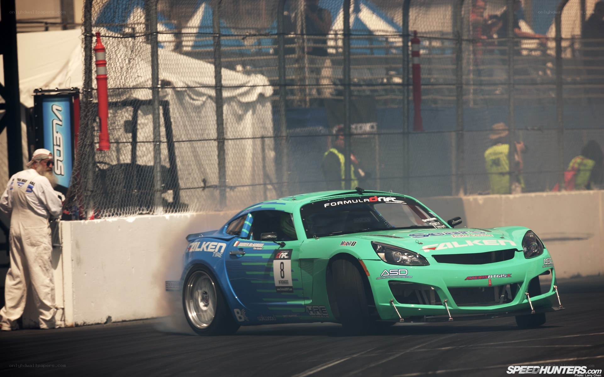 drifting race car on track