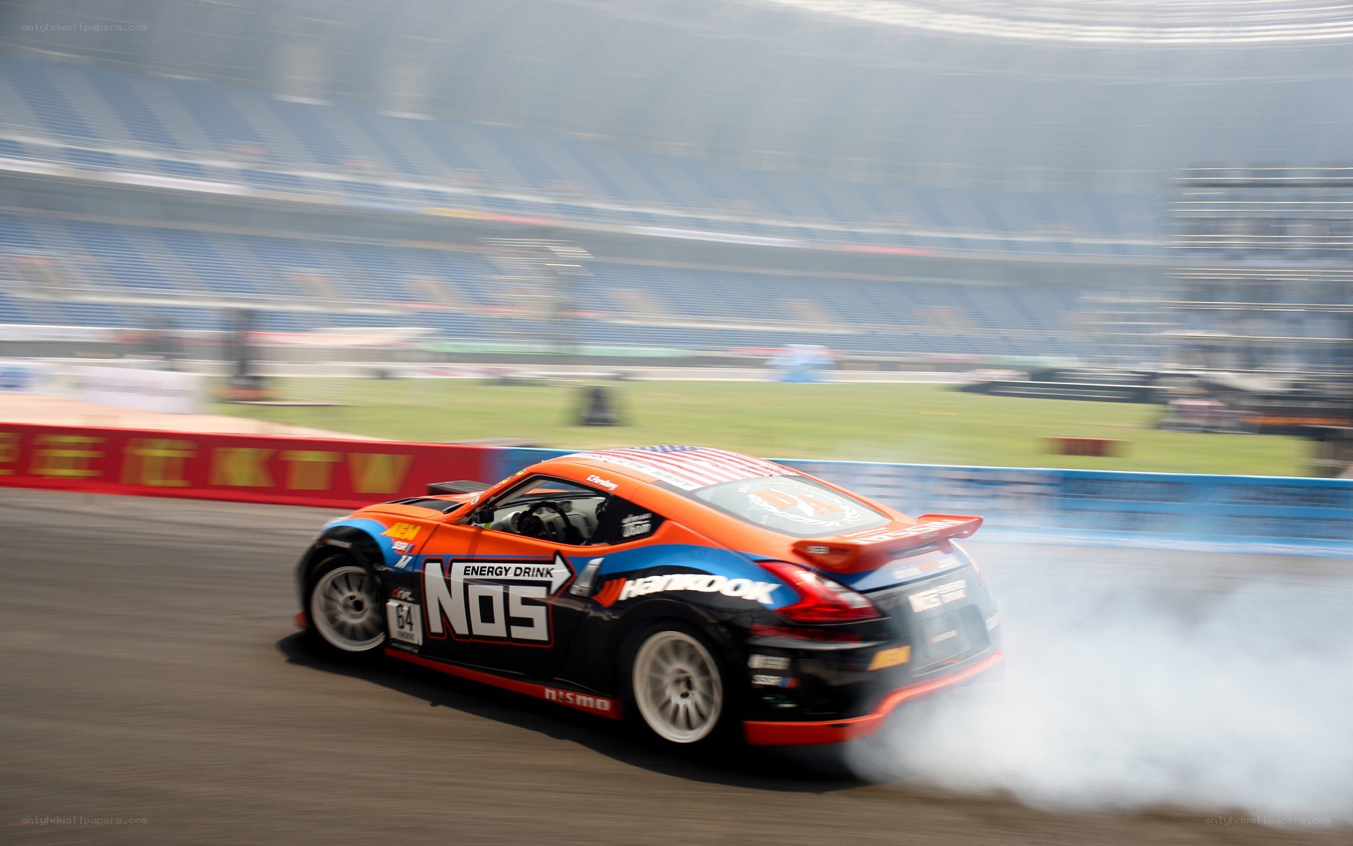 Drifting race car on track