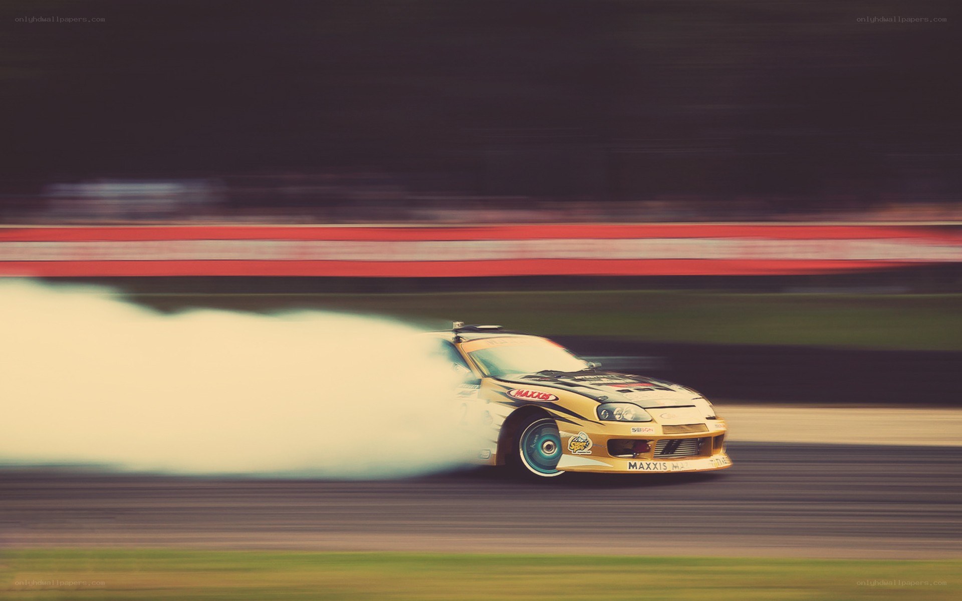 drifting race car on track