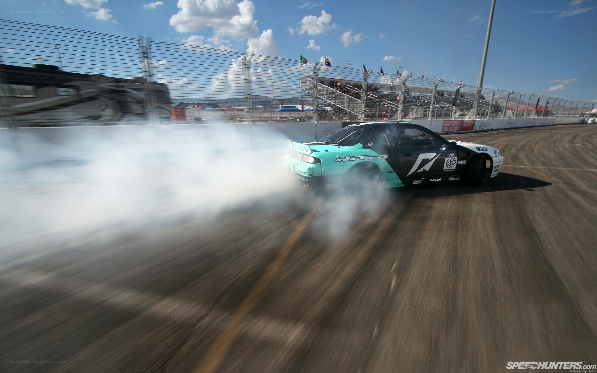 Drifting race car on track