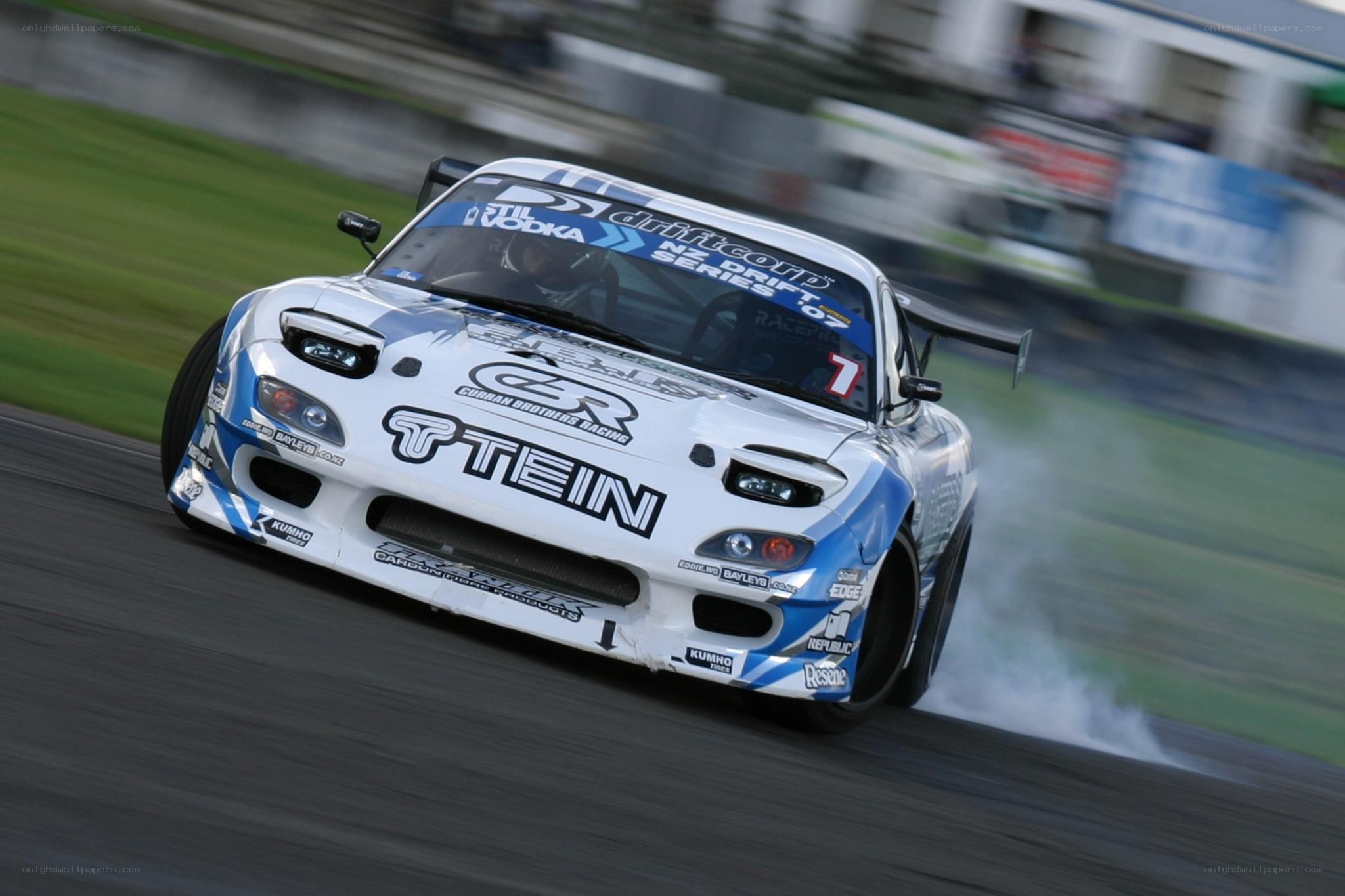 drifting race car on track
