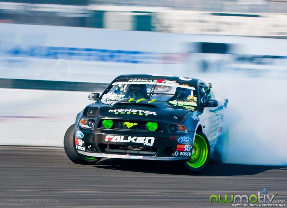 drifting race car on track
