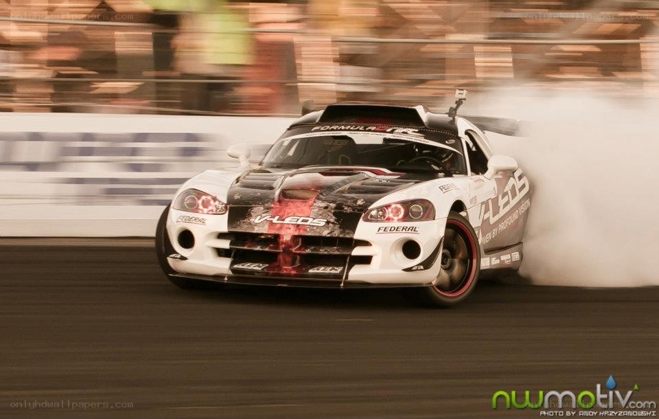drifting race car on track