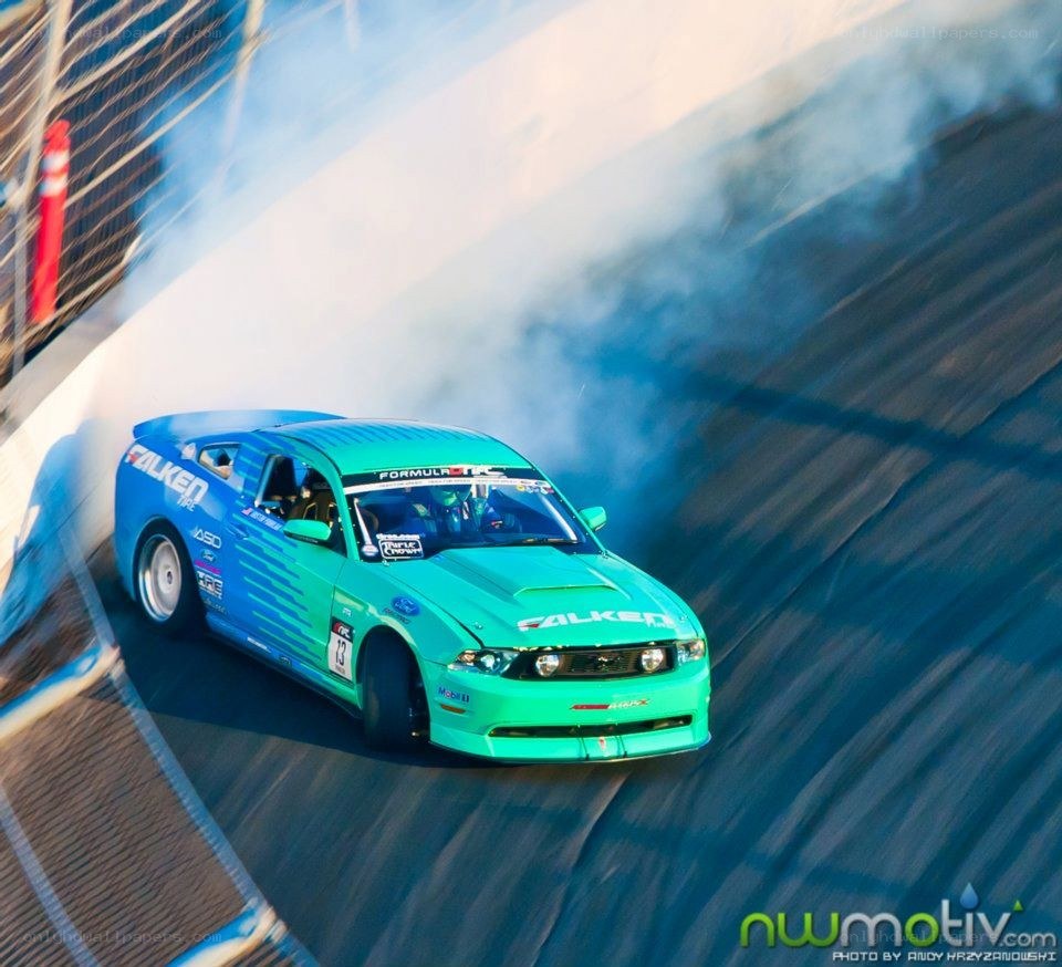 drifting race car on track