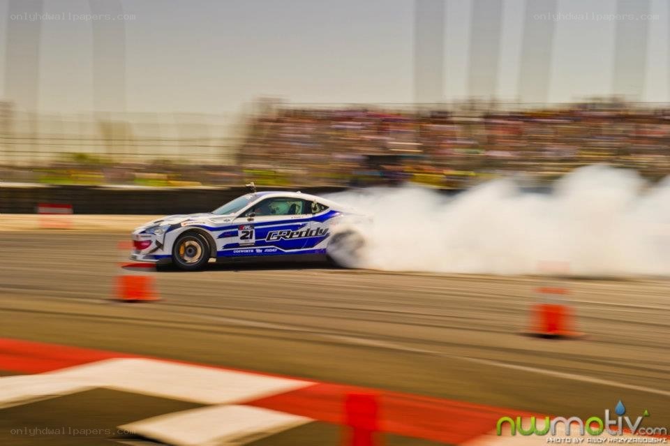 Drifting race car on track