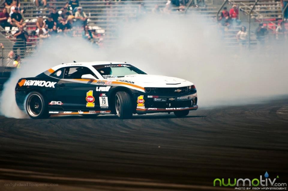 Drifting race car on track